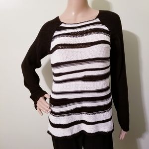 Sanctuary Open Knit Striped Tunic Length Sweater